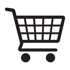 Silhouette of a shopping cart or trolley black and white vector illustration