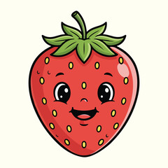 Strawberry cartoon. Suitable for poster, banner, web, icon, mascot, background.