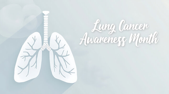 Illustration of lungs and lung cancer awareness month text on a light background 4k and hd image