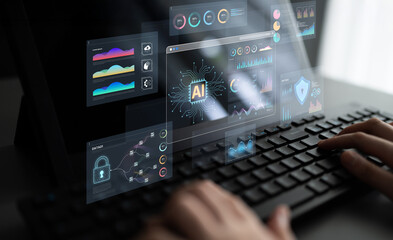 An Artificial Intelligence platform for business intelligence. The dashboard shows advanced data...
