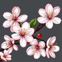 cute vector image of beautiful cherry blossoms