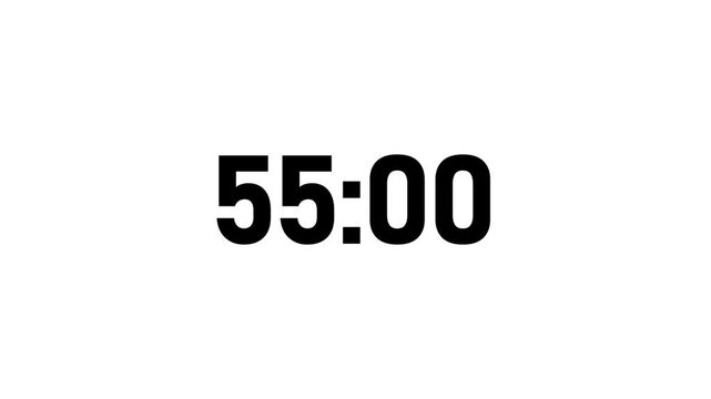 Animated Digital one hours countdown timer in one minute 1 hour countdown.