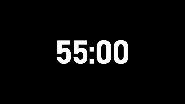 Animated Digital one hours countdown timer in one minute 1 hour countdown.