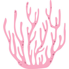 Pink Coral Branch Illustration On Transparent Background Simple Botanical Element For Aquatic Themes