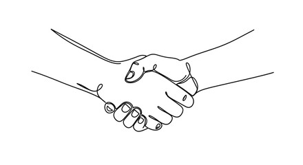 Continuous One Line Art Handshake Vector - Minimalist Agreement Symbol