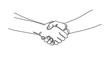 Continuous One Line Art Handshake Vector - Minimalist Agreement Symbol