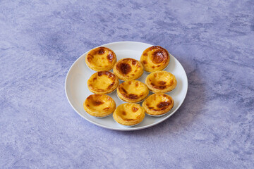 delicious egg tart on tray, Hong Kong food