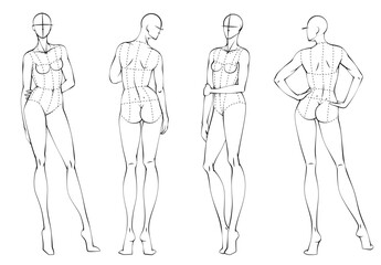 Fashion figure ten heads design template croquis wearing bodice