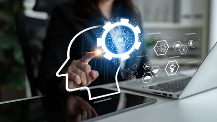 AI integrated with human cognition, supporting decision-making, automation, robotics, data...