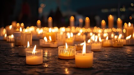 Feel the warmth of remembrance with glowing candlelight vigil at night
