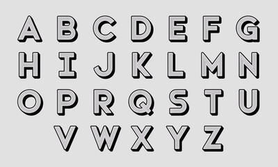 3D Alphabet Letters with Shadow and Lines.