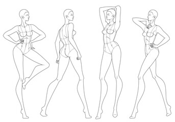 Fashion figure ten heads design template croquis wearing bodice