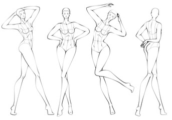 Fashion figure ten heads design template croquis wearing bodice