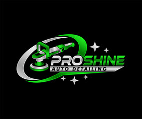 car auto detailing service polisher logo design emblem vector illustration modern 
