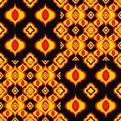 Abstract Ethnic Art, Geometric Design, using black background, Tribal Seamless Patterns, Fabric Patterns, Print Patterns, Art, Covers, Prints, Wallpaper, Carpet Design, Patterns on Products.