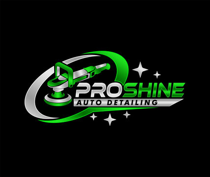 car auto detailing service polisher logo design emblem vector illustration modern 