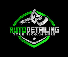 car auto detailing service polisher logo design emblem vector illustration modern 