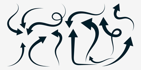 hand drawn arrows collection in doodle style