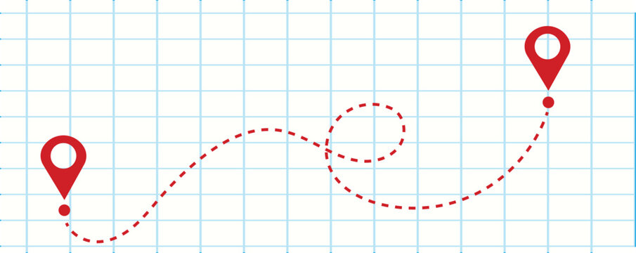 Route map with location pins