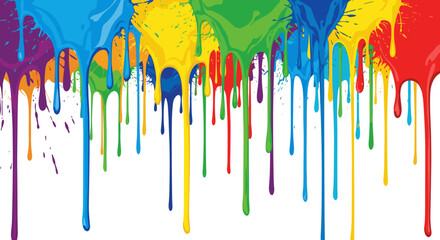 Bright Colorful Paint Splatter Dripping Isolated on White Background Abstract