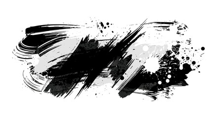 Naklejka premium Abstract Black Ink Splatter and Brush Strokes on White Background Grunge Texture Effect
