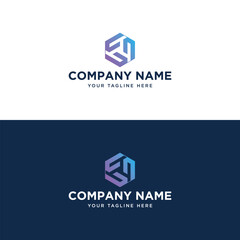 abstract hexagon modern tech logo vector