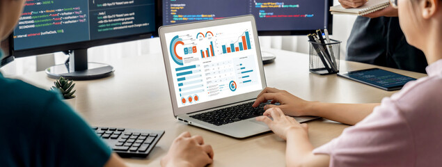 Business data dashboard provide business intelligence analytic for marketing strategy planning...