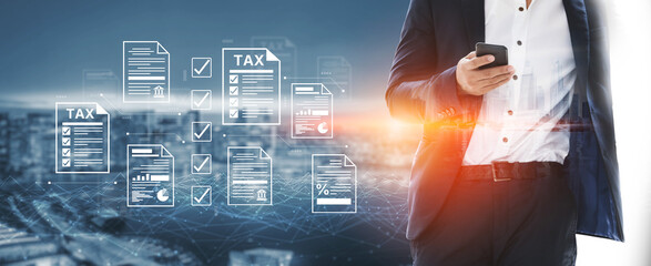 A concept of the tax compliance process. This shows the auditing and verification of various...