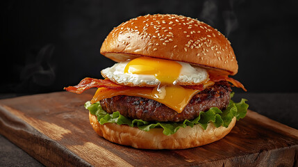 burger on black background