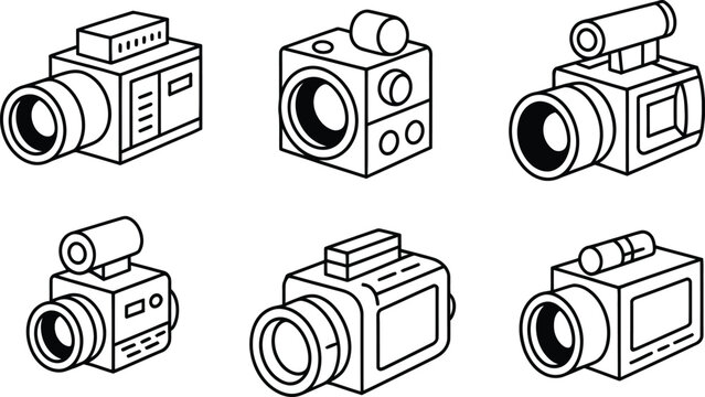 Collection of Six Isometric Camera Icons