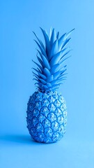 Vibrant, monochrome blue pineapple isolated against a matching background