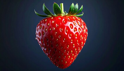 Vivid close-up of a vibrant red strawberry, dark blurred background