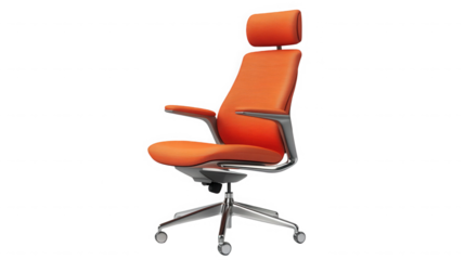Ergonomic office chair isolated on transparent background for comfortable workplace