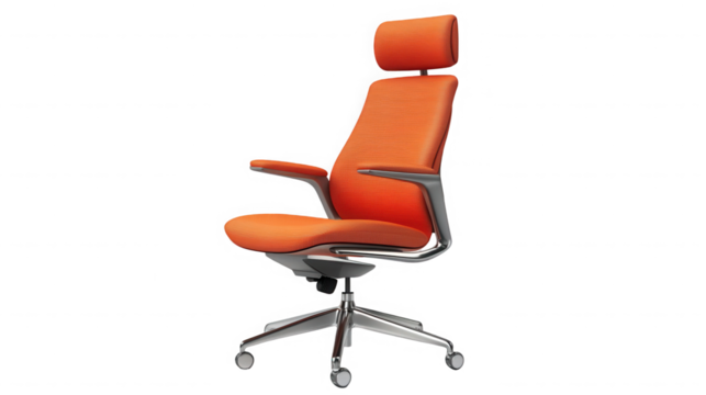 Ergonomic office chair isolated on transparent background for comfortable workplace