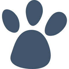 Dark Blue Paw Print Silhouette Isolated on Transparent Background Representing Animal Care and Pets