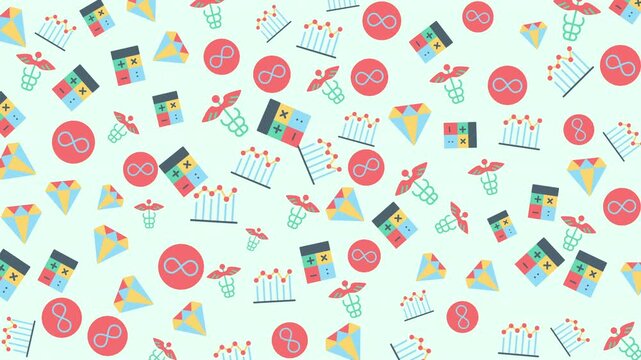 Seamless Pattern, Scientific Icons, Laboratory Tools, Digital Illustration, Bright Background, Top View, Modern Concept