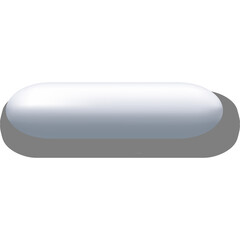 A Realistic 3D Rendered White Pill Shape Isolated on a Black Shadow on a Transparent Background