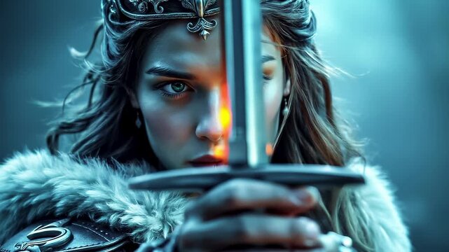 The young queen is ready for war. Excalibur becomes the personification of royal virtue: wisdom, courage,