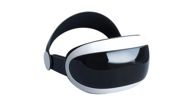 Virtual reality headset isolated on transparent background for gaming and entertainment