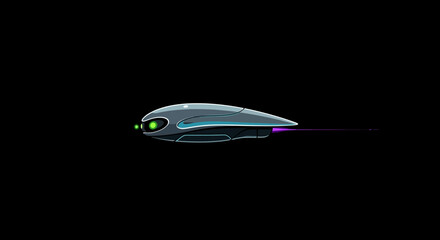 Futuristic Drone Design on Black Background.