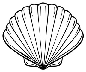 Seashell Line Art Image Ocean Clam Sea Creature Shellfish Outline Marine Life Illustration