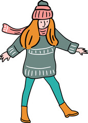 cartoon of a woman with a sweater