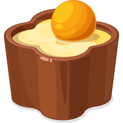 A Rich Chocolate Candy With A Golden Orb On Top And A Beige Cream Filling In A Decorative Wrapper On A Transparent Background