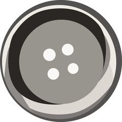 A Round Gray Button With Four White Holes Centered On A Transparent Background With A Subtle Shading Effect Around The Edge