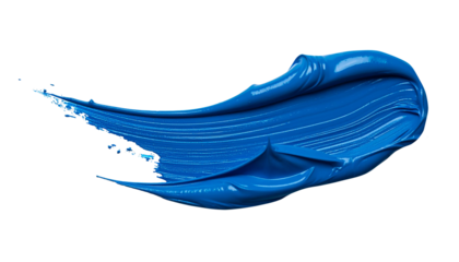 textured abstract blue paint stroke isolated on transparent background, png