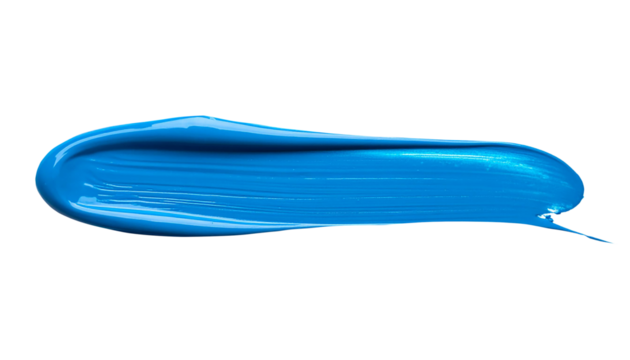 textured abstract blue paint stroke isolated on transparent background, png