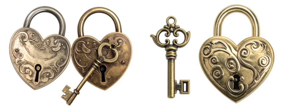 Set of Heart Lock and Key