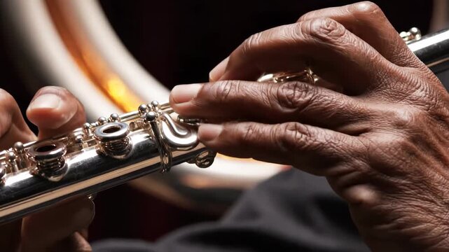 Extreme macro close-up of flute valves opening to allow a fuller, richer sound, a metaphor for nitric oxide flow.