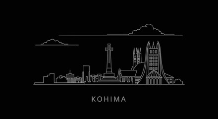 Obraz premium Kohima Skyline Outline Vector Illustration