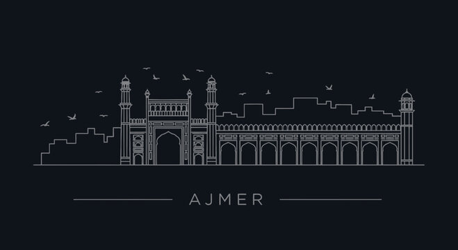 Ajmer Skyline Outline Illustration